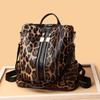 Backpack Fashion Retro Backpack Large Capacity Commuter Women'S Bag Cow Leopard Print Premium Textured Shoulder Bag