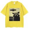 Raccoon Selfie UFO Funny Print T Shirt Men Women Novelty T Shirts 100% Cotton Oversized Casual Summer O-Neck T-shirts