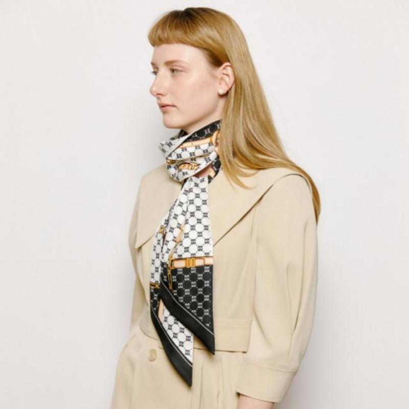 Daks Black Long Skinny Silk Scarf Dcsc5e025bk