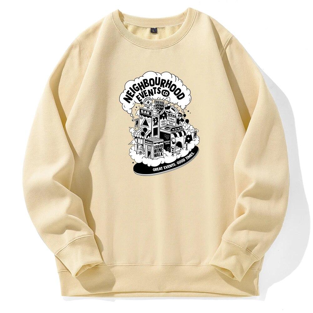 Толстая флисовая уличная одежда с капюшоном с принтом Соседство Хорошее событие Хорошее время теплая удобная толстовка унисекс мягкая толстовка унисекс большого размера L 4873₽