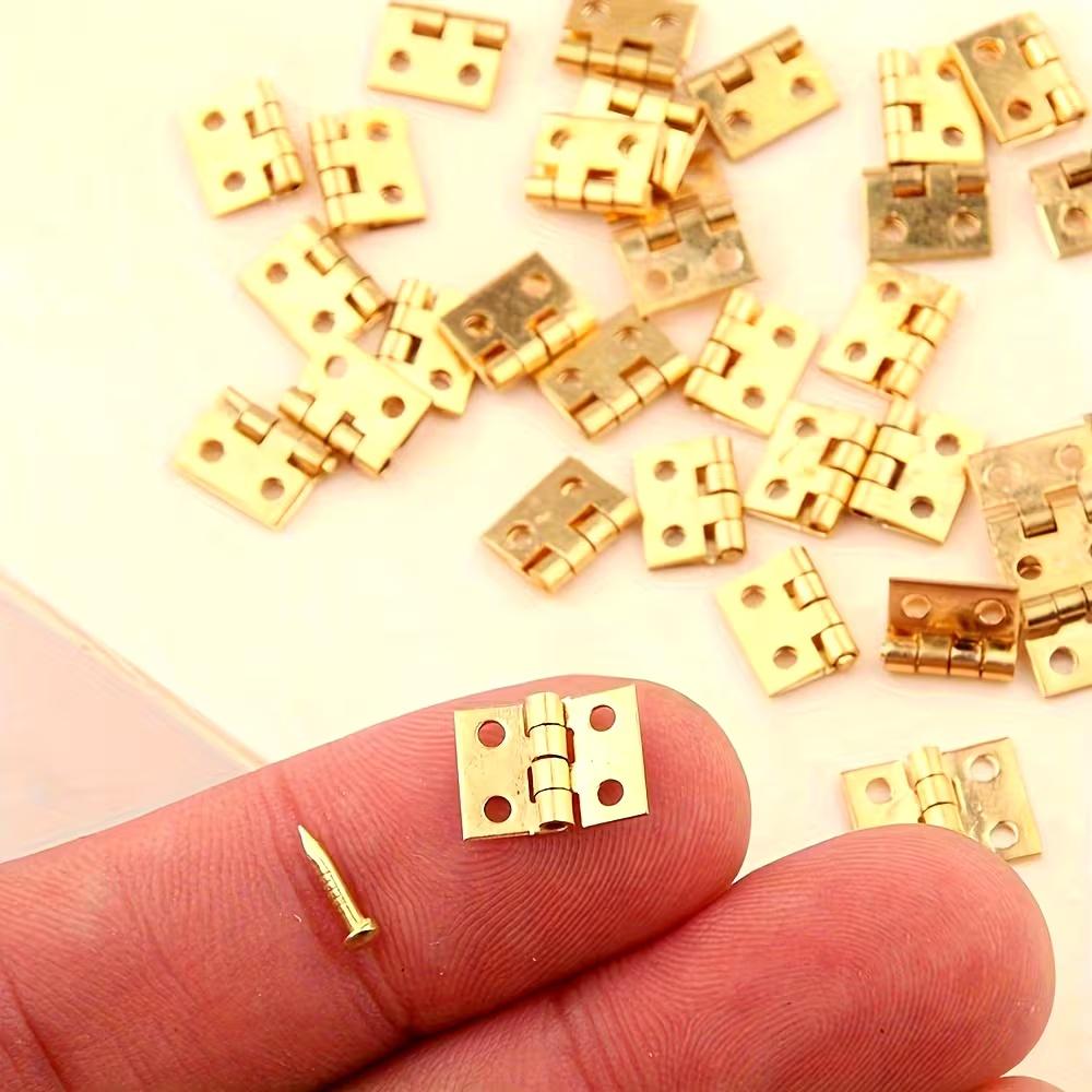20Pcs Electroplated Mini Flat Folding Hinges Handmade Hardware for Jewelry Box Cabinet Doll House Furniture Decor