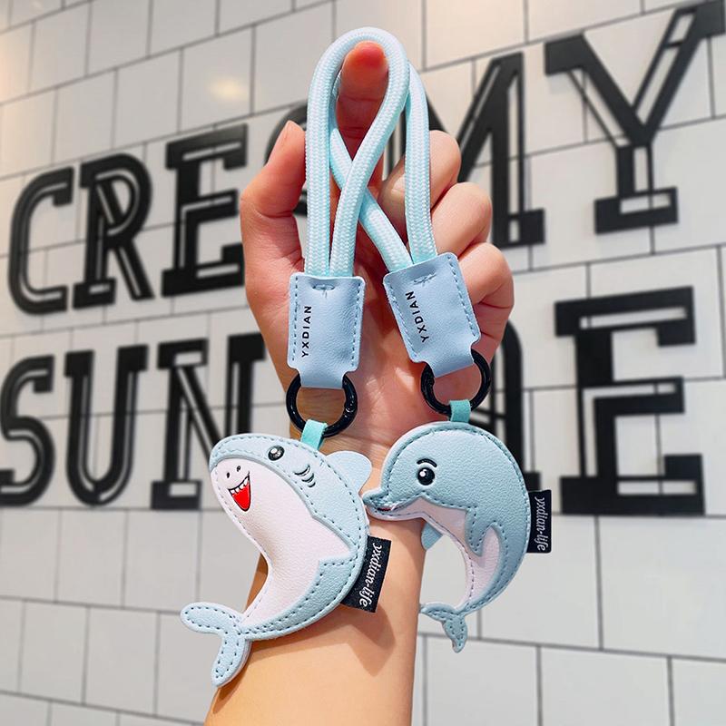 High Quality Blue Dolphin Shark Doll Keyrings Ornament Multipurpose Backpack Pendant With Lanyard Keychain