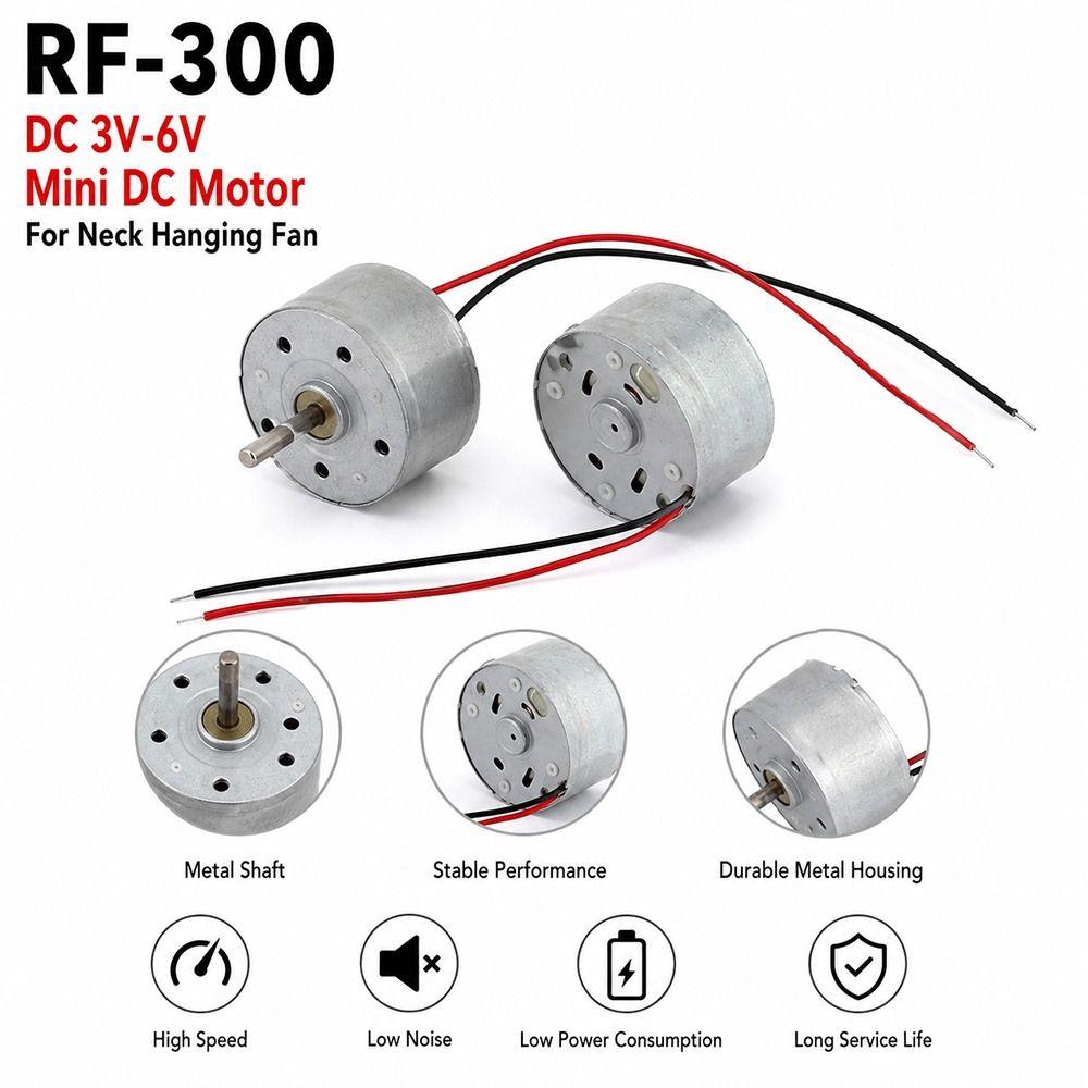 5Pcs DC 1.5V-6V RF-300 DC Motor 2Pin Brush Motor New Hanging Neck Fan Motor  for Hanging Neck Fan