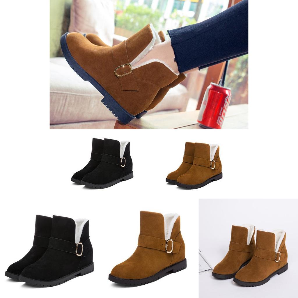 Stylish Womens Warm Low Heel Snow Martin Flap Boots For Mid Calf Comfort