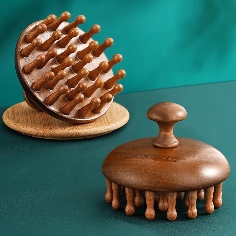 Creative Art Gold Silk Sandalwood Round Massage Comb