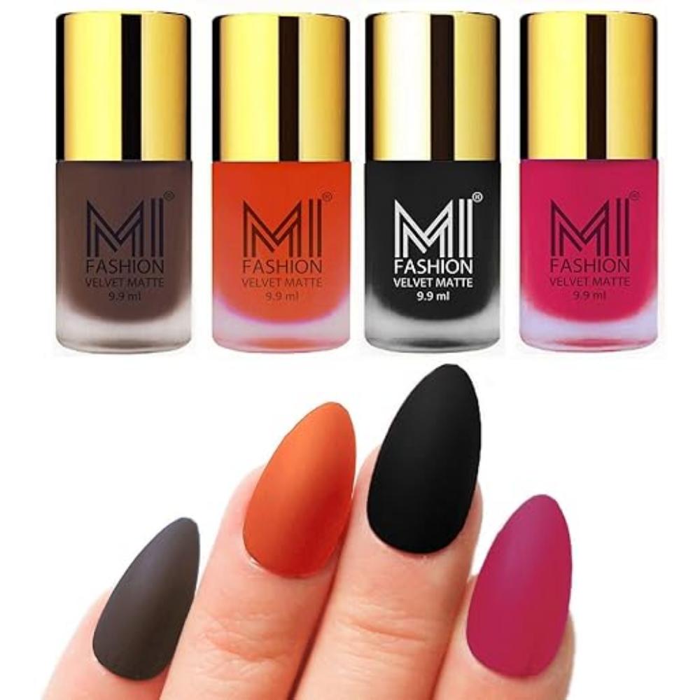 

Комбіновані набори лаків для нігтів Soft Smooth Unique Matte Finish із 4 унікальних кольорів – пурпуровий червоний, бордо, насичений кавовий колір, рожево-сірий – 39,60 мл
