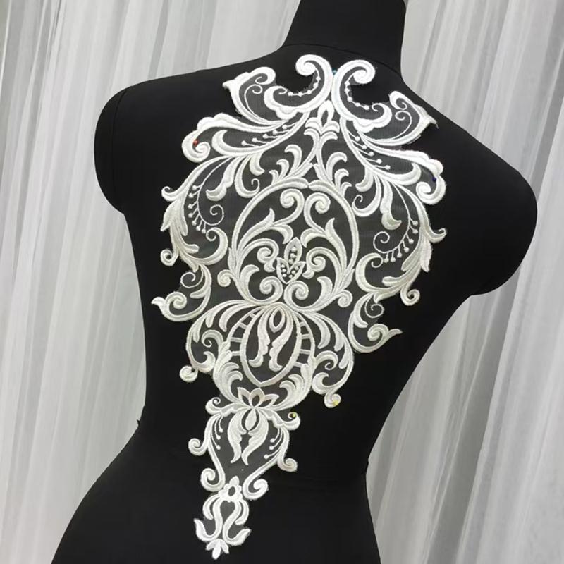 1Pce European Style Embroidered Lace Flower Patches DIY High-End Wedding Veil Sewing Accessories