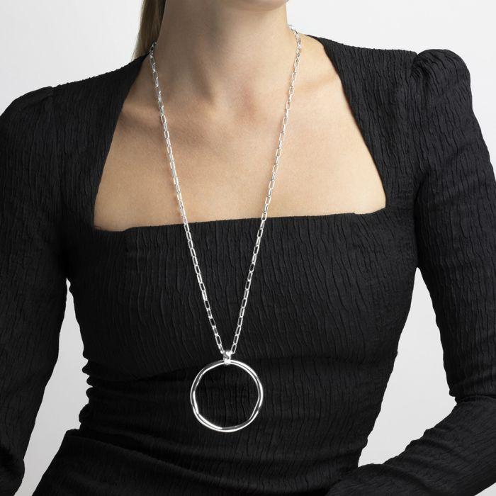 Collier - LUXENTER - Laksy - Finition en rhodium - Longueur 80 cm - Extension 5 cm