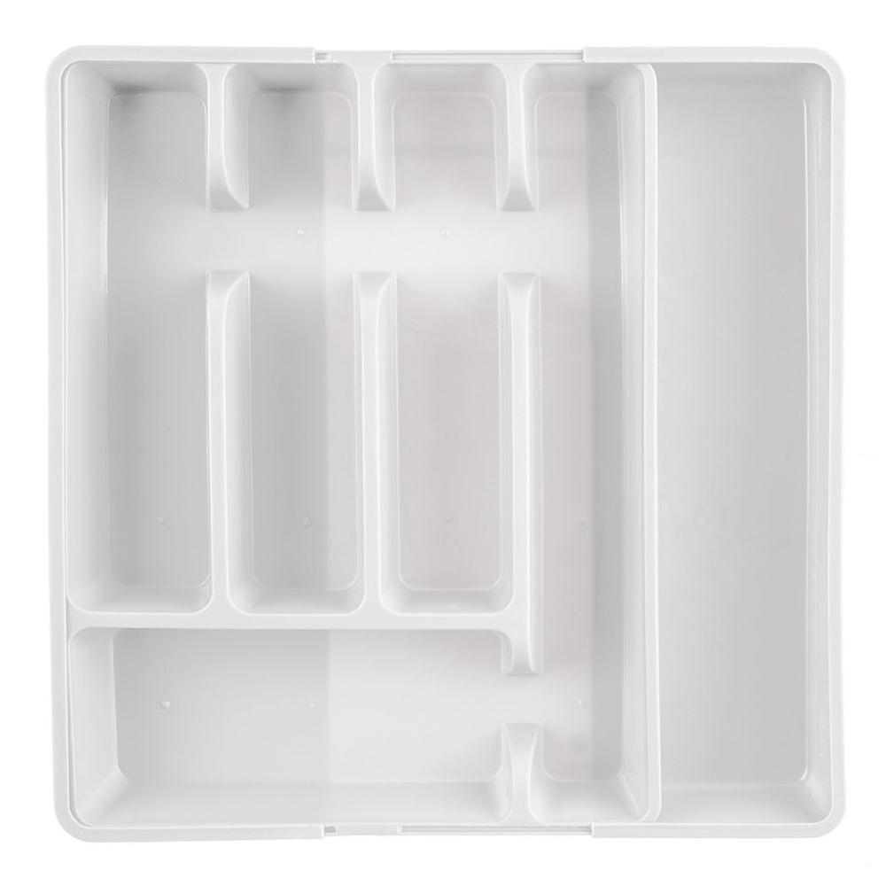 White Expandable Cutlery Tray 27.5-44cm