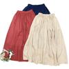 Johnature Summer Vintage Women Skirts Casual Simple Loose Elastic Waist Solid Color All Match Women Skirts