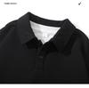 Men's Trendy Black Fake Two-Piece Lapel Hoodie Polo Shirt for Spring/Autumn