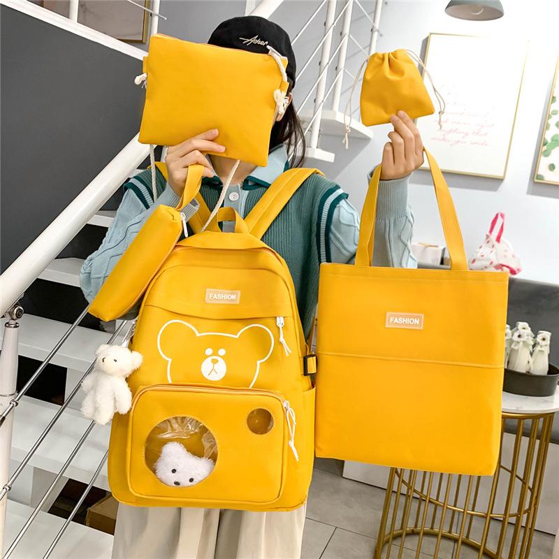 Elementary School Schoolbag Female New Large-capacity Middle School Student High School Student Backpack Five-piece Backpack