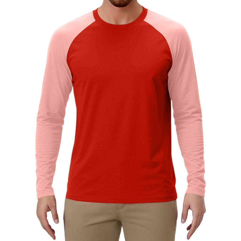 Men's Contrast Color Raglan Long Sleeve Sports Top