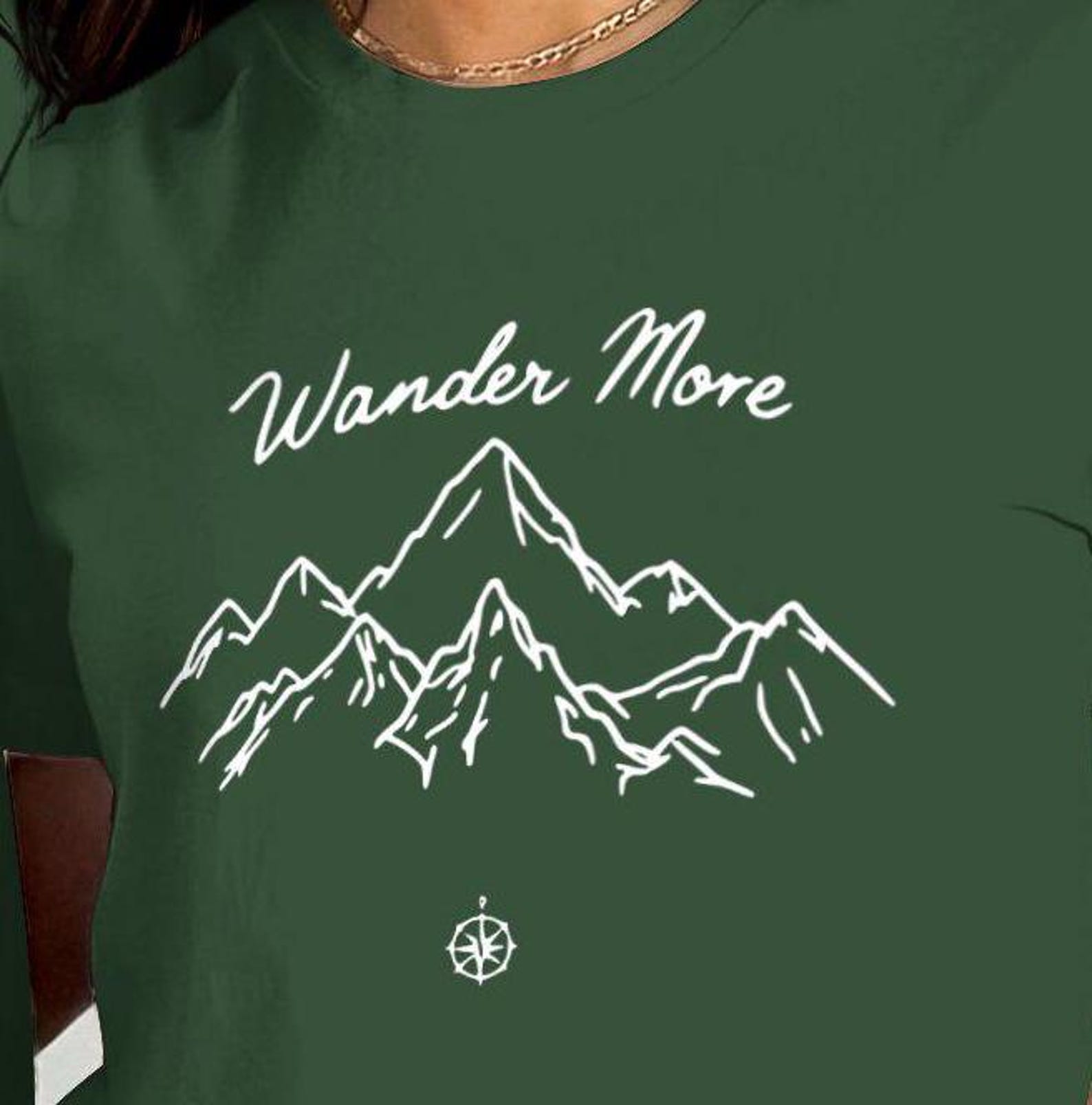 Wander More T-Shirt: Mountain Compass Graphic Tee, Outdoor Apparel 4XL