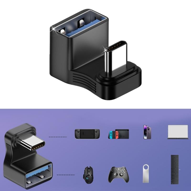 USB C 180° Adapter, USB Type C U Shape Adapter,180 Degree USB C Male To USB 3.0 Female Adapter Convertor Extension