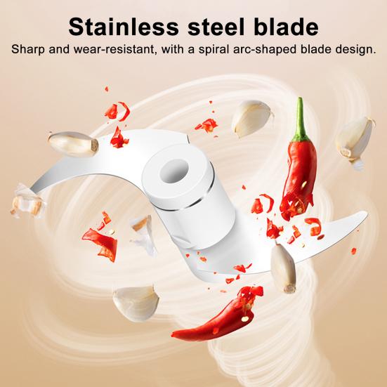 Wireless Electric Grinder with Sharp Blade Rechargeable Mini Size Multipurpose 40W Powerful Garlic Meat Grinder Kitchen Tool