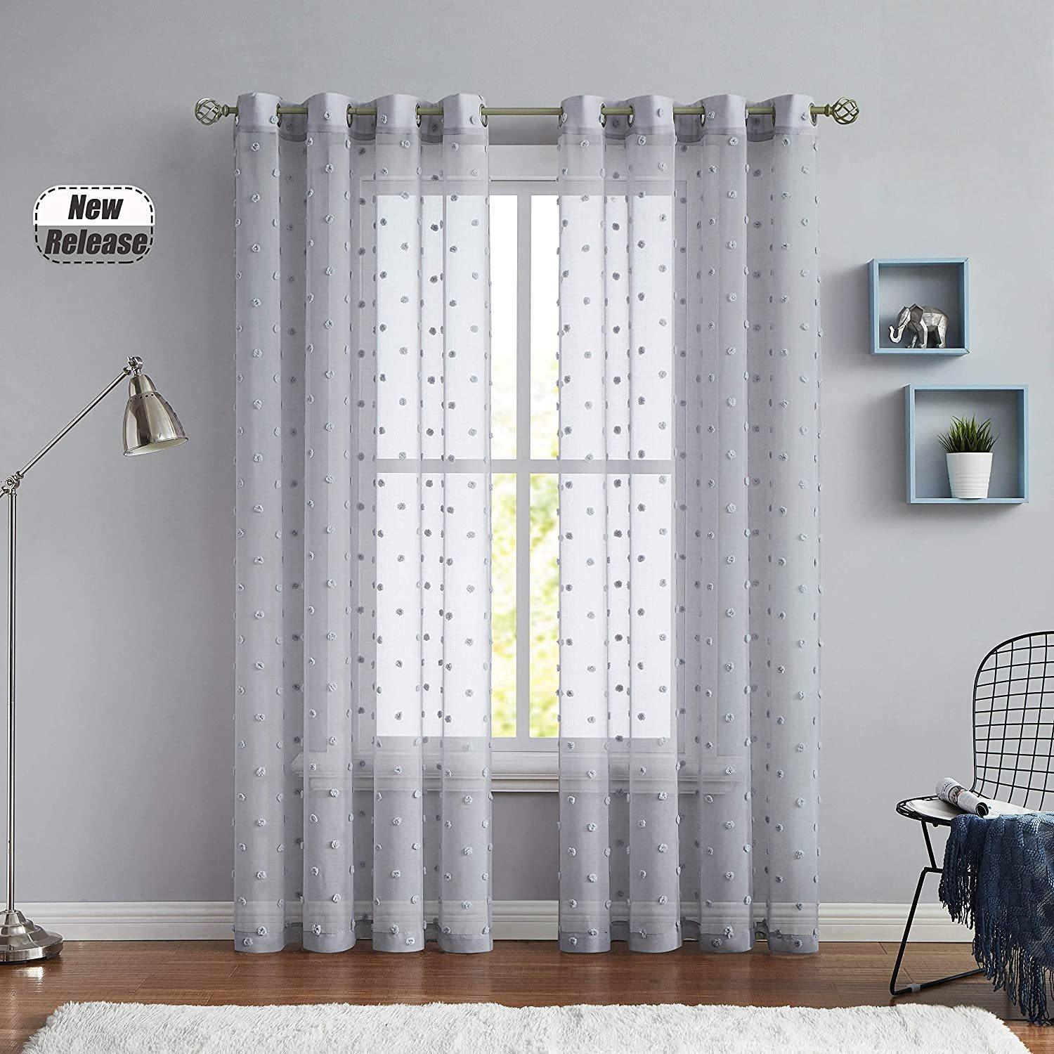 Moderne Leuke Bal Geborduurde Doorzichtige Gordijnen, Verdikte Lichtfilterende Balkon Raambekleding, Slaapkamer Zonwering Stofdicht C W140xH260cm&Hooks tape top