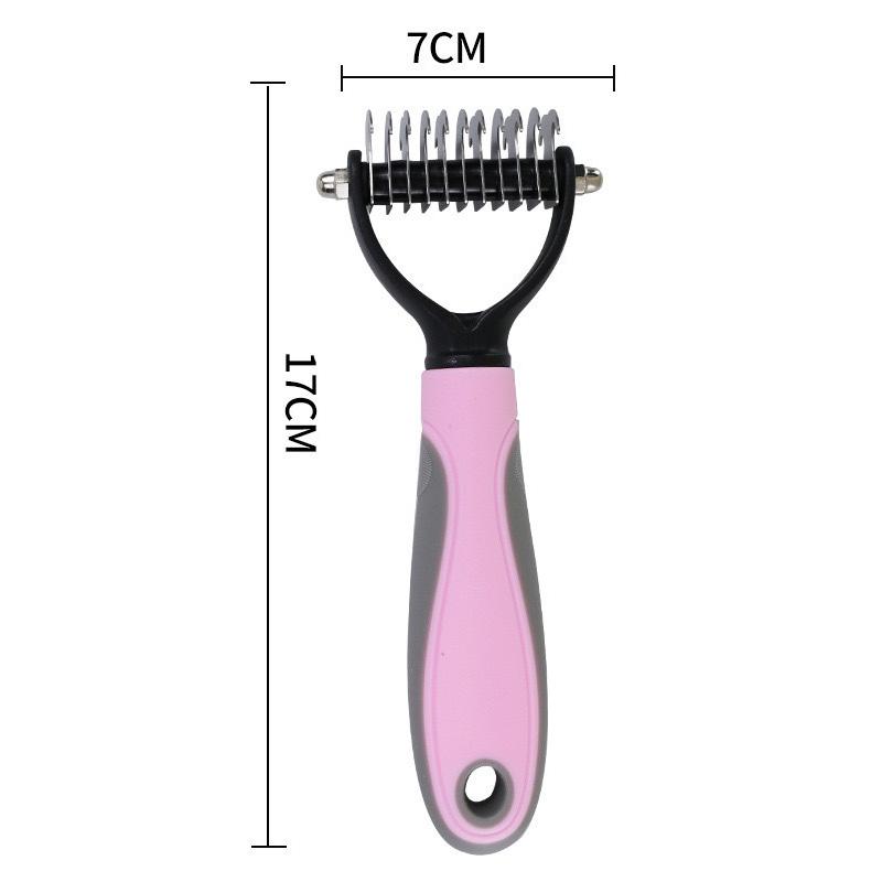 Pet Double-sided Brush Grooming Dematting Deshedding Stainless Steel Blade for Matted Long Cat Dog Hair Removal Comb