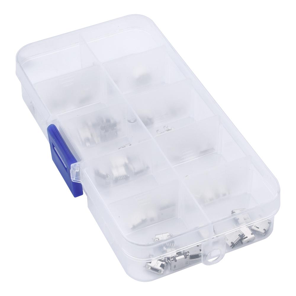 50PCS/100PCS Micro USB Connector Socket Female Chassis Connector Set All Copper 5P Socket Jack 10 Models USB Connector Set