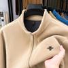 Men's Stand Up Collar Zipper Sweatshirt Winter Plush Thickened Bee Print Coat Fashion Casual Men'swear Top