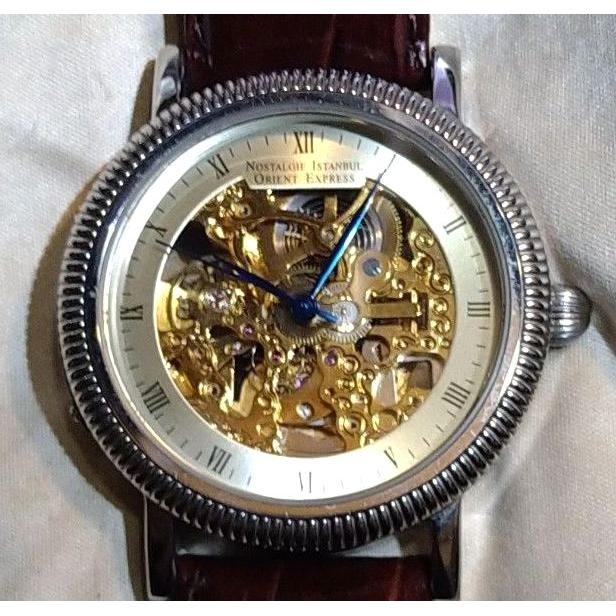 Used ORIENT EXPRESS NOSTALGIE ISTANBUL Double-Sided Skeleton Automatic Watch Genuine Leather Band