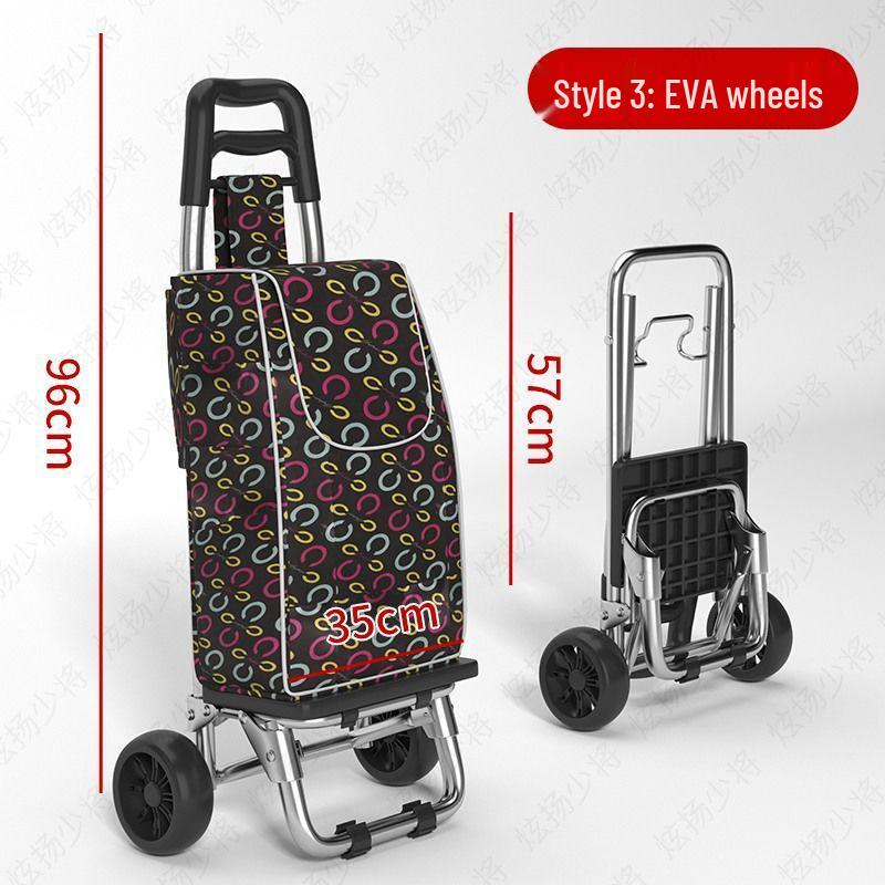 Lightweight Folding Shopping Cart: Portable Trolley for Groceries, Vegetables, and Household Items; Ideal for Elderly Use.