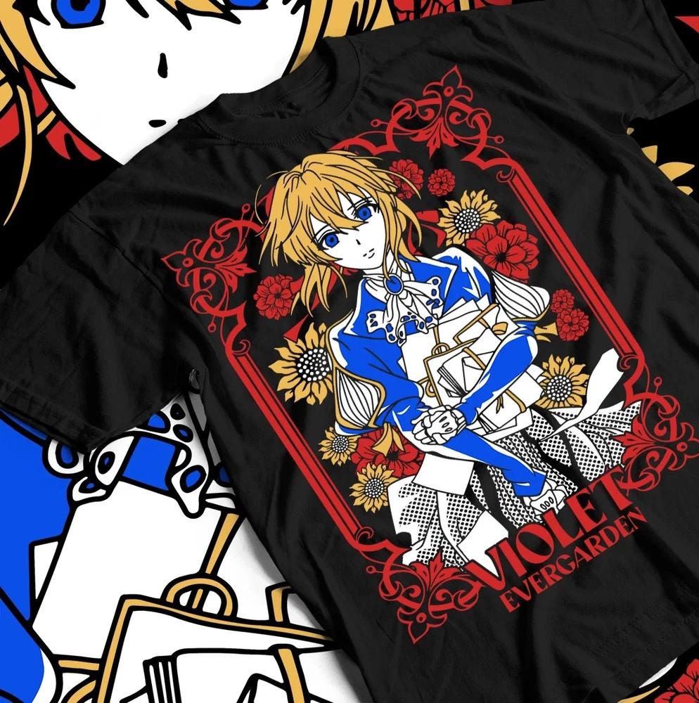 Anime Waifu Violet Evergarden Black Tshirt Dark Anime Streetwear Tshirt S
