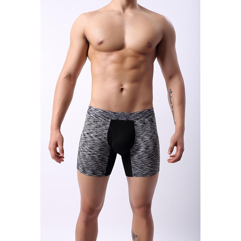 [Whaninti] boxeri lungi pentru bărbați, cu deschidere în față, absorbanți de transpirație și cu uscare rapidă, design relaxat, pentru toate anotimpurile, negru, mărimea S