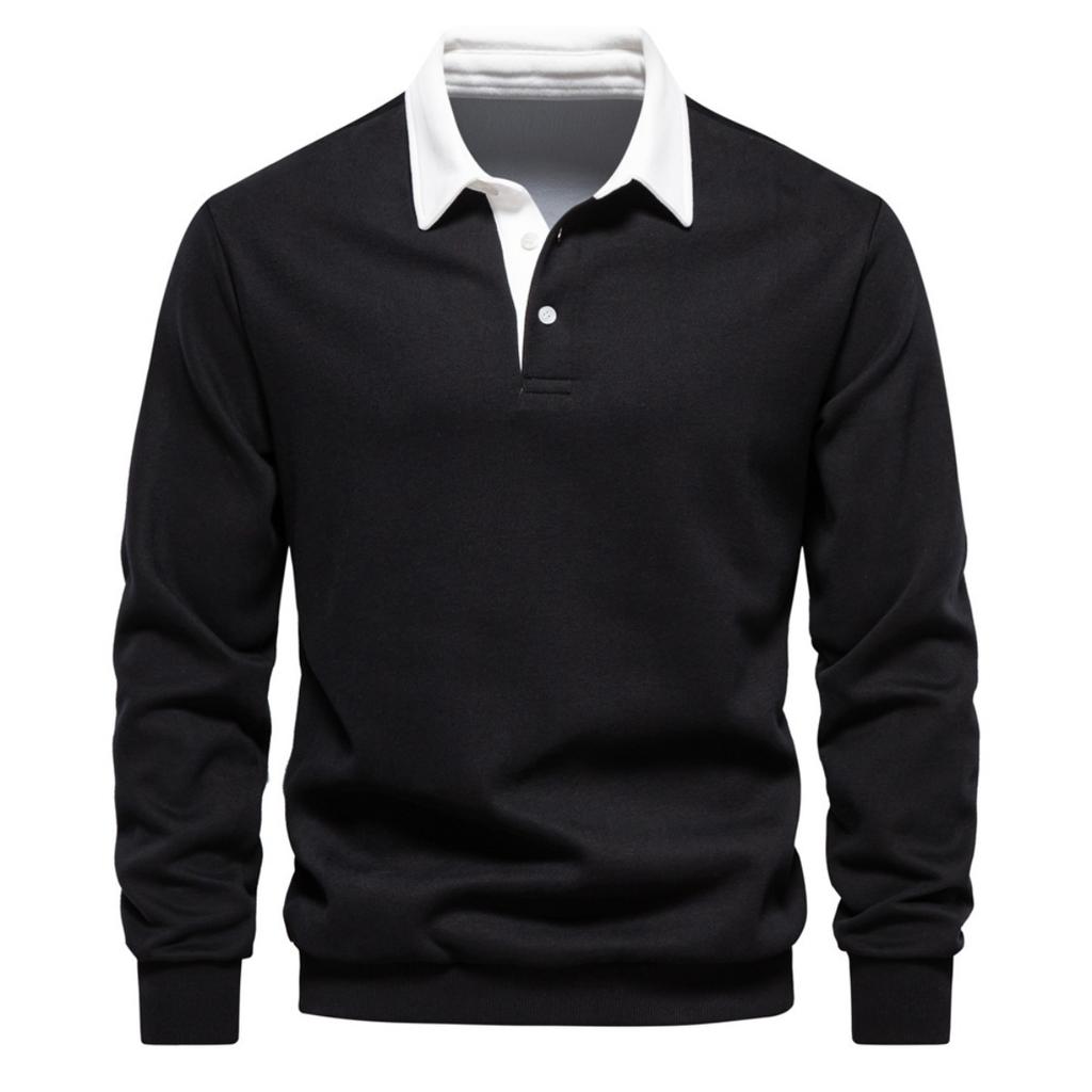 New Autumn Long Sleeve Polo Collar Sweatshirt, Plus Size European Trendy Casual Versatile High Quality Men's Hoodie