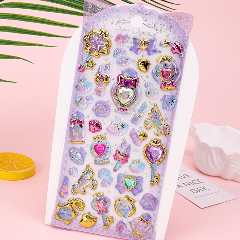 Cute  3D Relief Stickers Cute Aesthetic Stickers Creative Magic Wand Gem Diamond Stickers Shiny Decoration Stickers