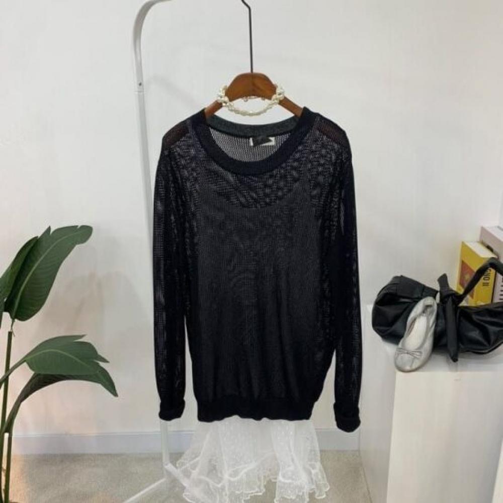 C S In The Room Koyu Sheer Knit overSized Long Sleeve 4 ColorS