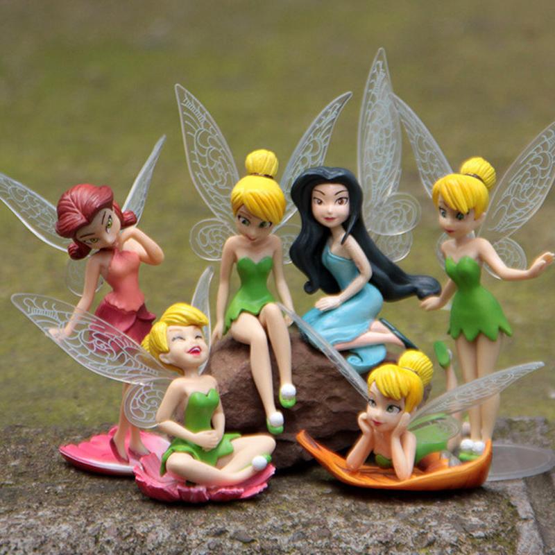 New Selling 6Pcs/Set Anime Tinkerbell Fairy Tales Girls Tinker Bell Pvc Action Figures Toys