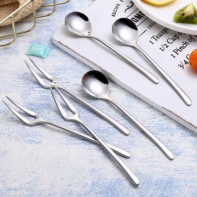 304 Stainless Steel Fruit Fork Coffee Spoon Two Tooth Food Fork Dessert Spoon Tableware