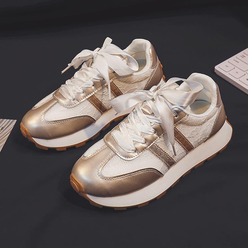 Thick Bottom Spring and Autumn Non-Slip Breathable Mesh Surface Increased Casual Silver Board Shoes Cortez New Sports Shoes Women's Fashion