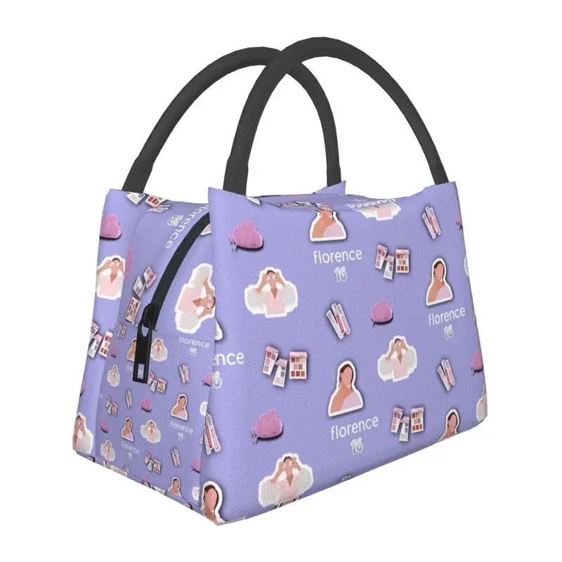 

Пользовательские помады Florence By Mills Lunch Bag Женщины Cooler Теплый изолированный Lunch Box для пикника Кемпинга Работа Путешествия 28x17x16CM белый