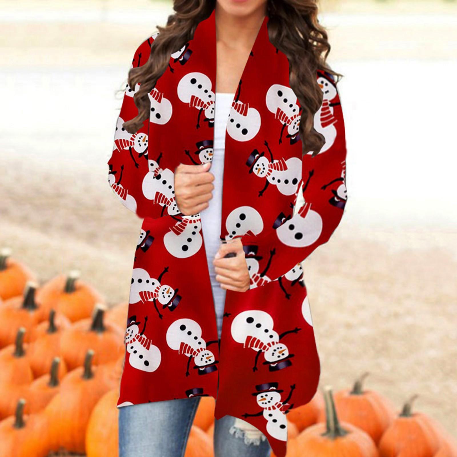 

Women s Cardigan Coat,Christmas Cardigan Open Front Long Sleeve Sweater Coat Casual Jacket L червоний