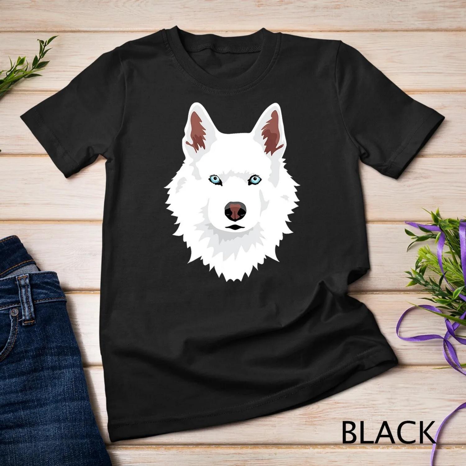 white Siberian Husky canine Snow Dog T Shirt S чёрный