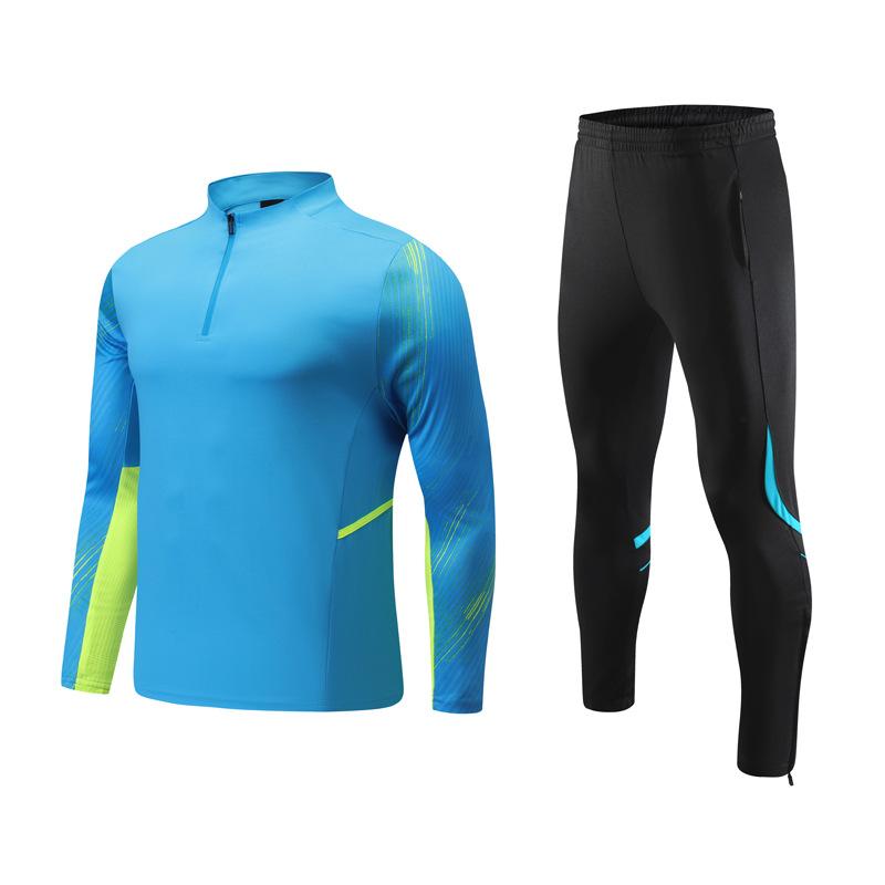 Long-sleeve football jersey sets, men's and women's autumn/winter half-pull sweatshirts, training team uniforms, children's competition uniforms, 