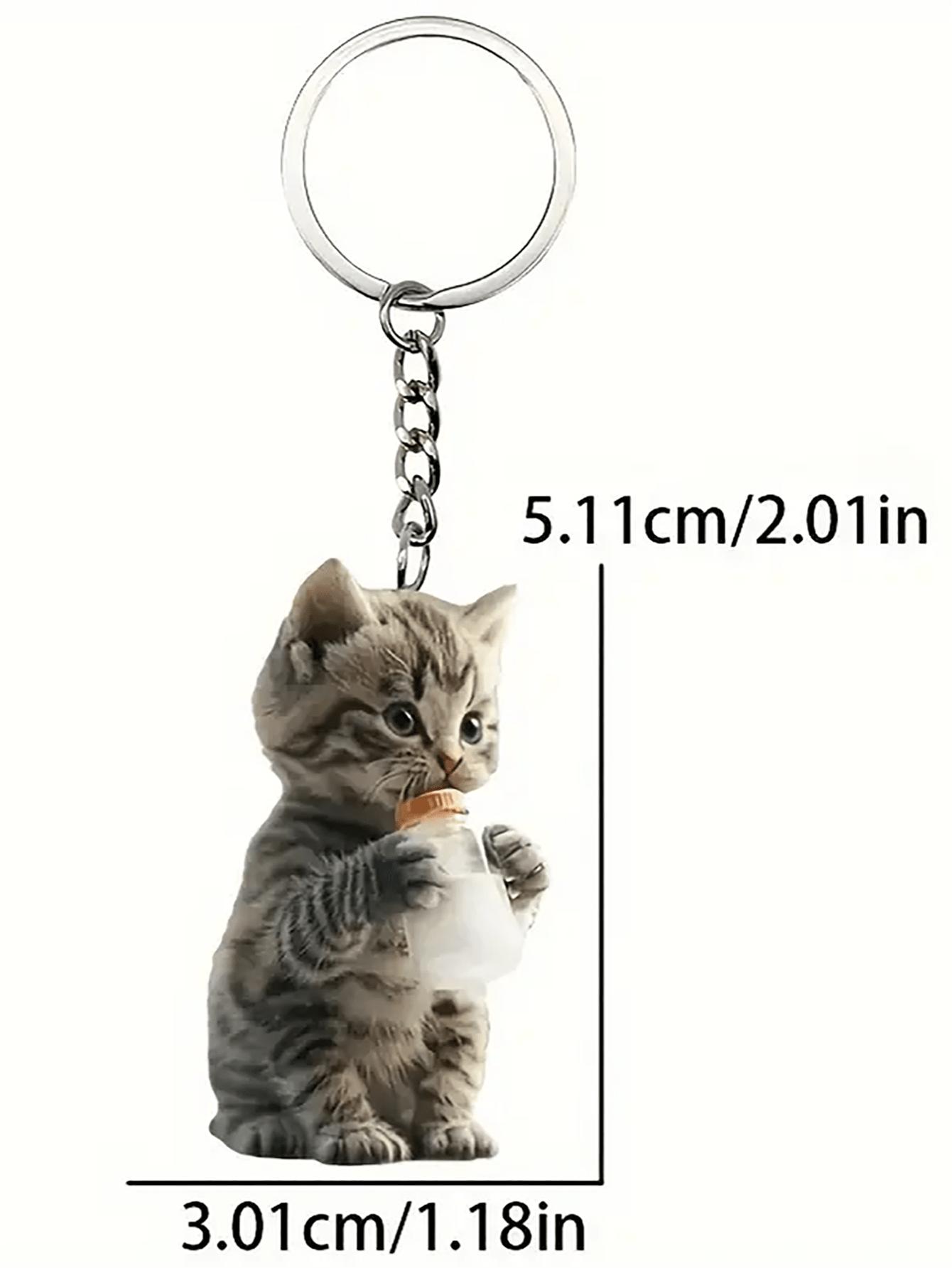 

1pcs/2pcs keychain with one nursing kitten and two cute kittens, perfect for pet lovers as decorative accessories