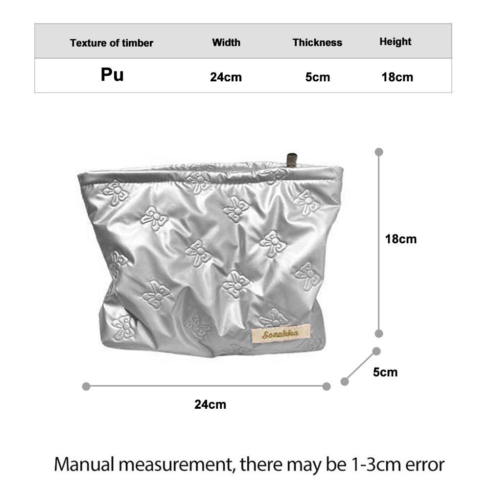 Bow Print Quilting Cosmetic Bag Hand-held PU Korean Style Makeup Bag Handbag Makeup Bags Multifunctional Storage Bag