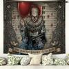 It Clown Wall Tapestry Aesthetic Wall Hanging Printed Fabric Blanket Decorative Tapestries for Bedroom Living Room Home Decor