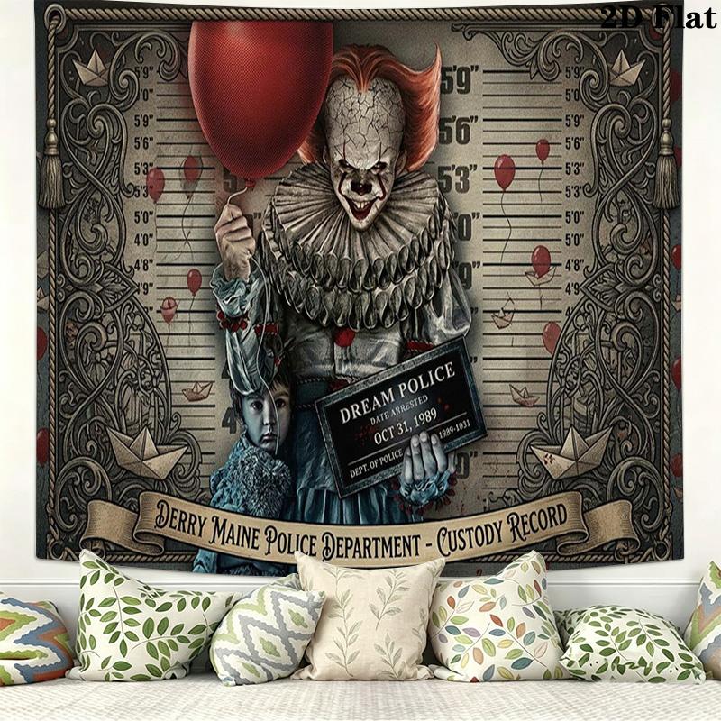 It Clown Wall Tapestry Aesthetic Wall Hanging Printed Fabric Blanket Decorative Tapestries for Bedroom Living Room Home Decor