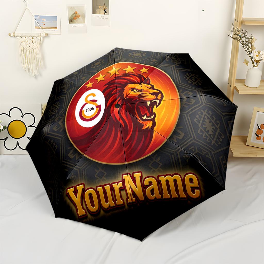 Galatasaray1 Customized Name Umbrella Compact Travel Automatic Umbrella Compact Durable 8-Rib Foldable Design Perfect for Outdoor Adventures Elegant