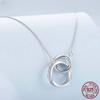 S925 Sterling Silver Double Circle Mobius Pendant Necklace Angel Wing Neck Chain for Women Birthday Gift Fine Jewelry