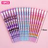 10Pcs Wooden Pencils With Eraser Cartoon Pencils With Colorful Eraser Office Supplies Student Stationery Birthday Gifts