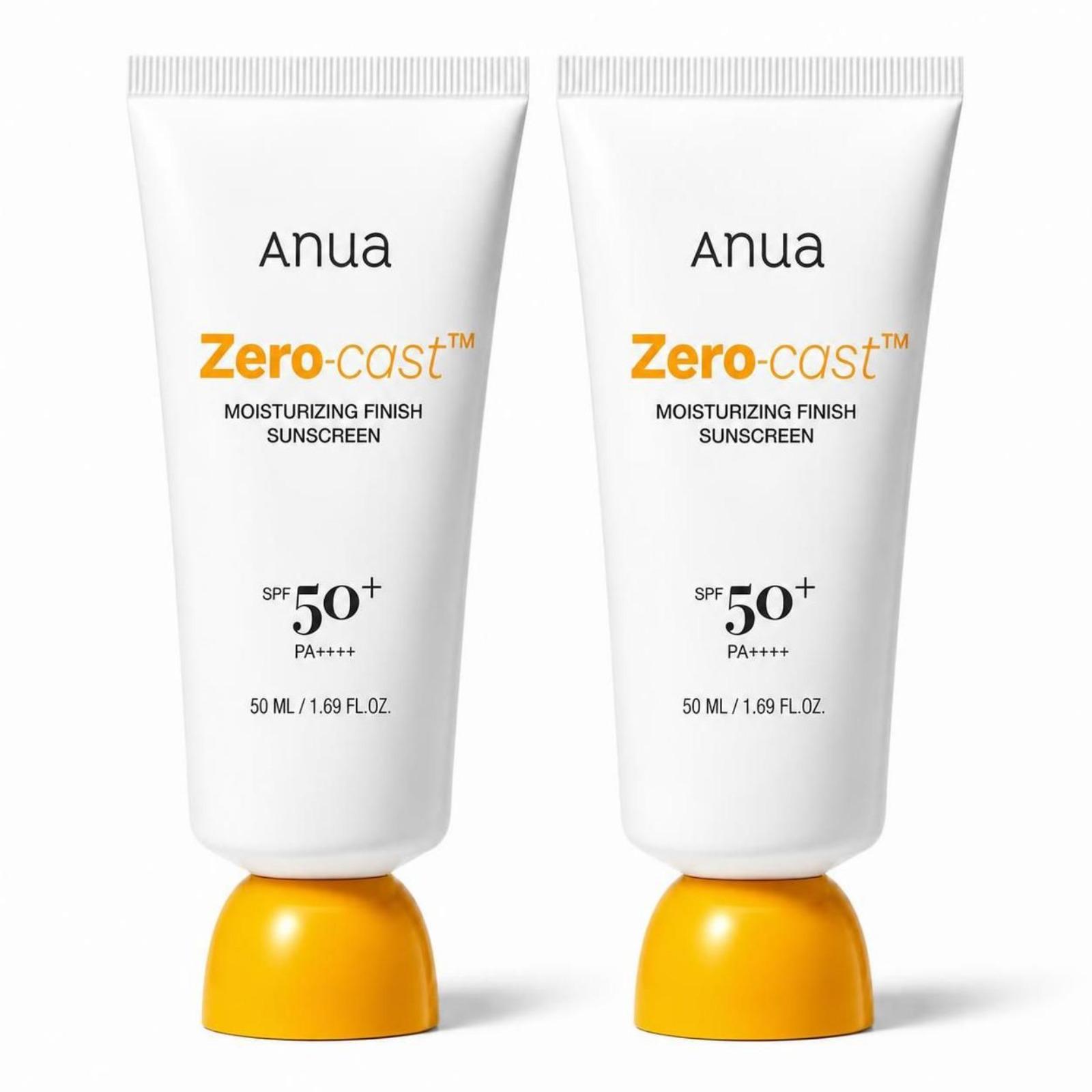 ANUA Zero-Cast Dagelijkse Hydraterende Zonnebrandcrème SPF50+ PA++++ 50ml Onzichtbare Hydraterende Zonnecrème 2 pcs
