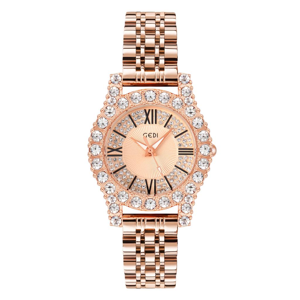 Female Full Diamond Steel Belt Quartz Watch Light Luxury Retro Gypsy Female Watch Waterproof And High-End Watch