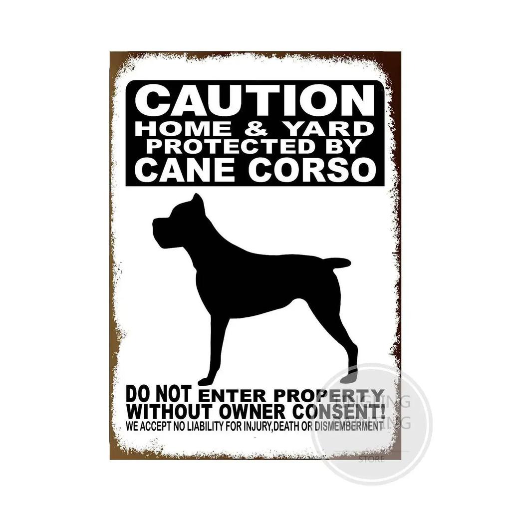 Vintage Retro Tin Signs Beware Of Dog  Metal Wall Stickers for Garden Family House Door Decoration