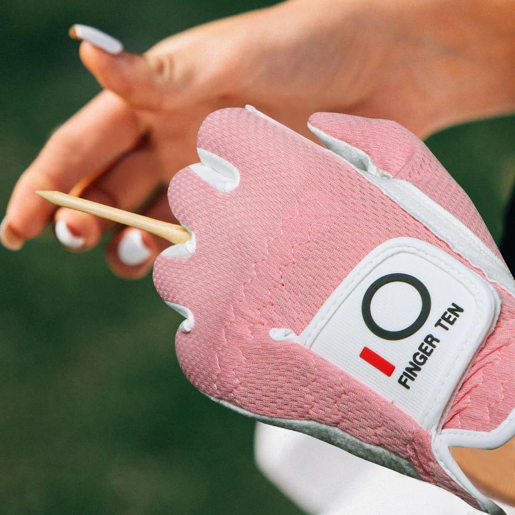 Golf gloves for women, suede-like synthetic leather, mesh material, soft,