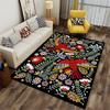 Colorful Bird and Floral Pattern Area Rug with Black Background Suitable for Use As an Anti-slip for Living Room Bedroom Sofas